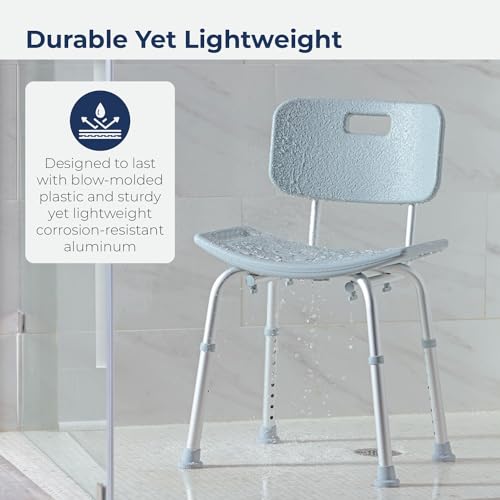 Drive Medical RTL12202KDR Bathroom Bench with Back, Gray