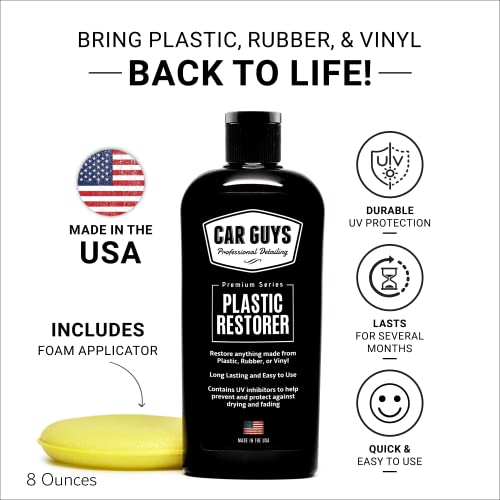 CAR GUYS Plastic Restorer - The Ultimate Solution for Bringing Rubber, Vinyl and Plastic Back to Life! - 8 Oz Kit