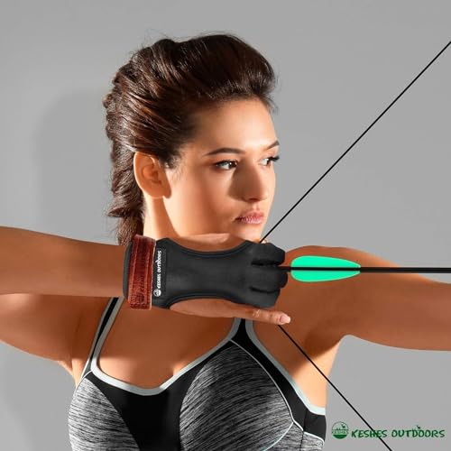 Archery Glove Finger Tab Accessories - Leather Gloves for Recurve & Compound Bow - Three Finger Guard for Men Women & Youth (Small)