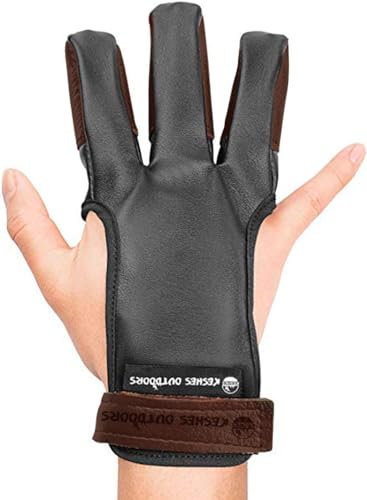 Archery Glove Finger Tab Accessories - Leather Gloves for Recurve & Compound Bow - Three Finger Guard for Men Women & Youth (Small)