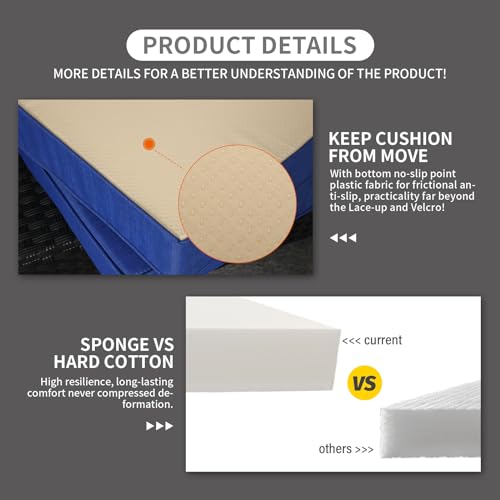 Rattaner Patio PE Wicker Furniture Set 7 Pieces Outdoor Black Rattan Conversation Seat Couch Sofa Chair Set with Royal Blue Cushion and Furniture Covers