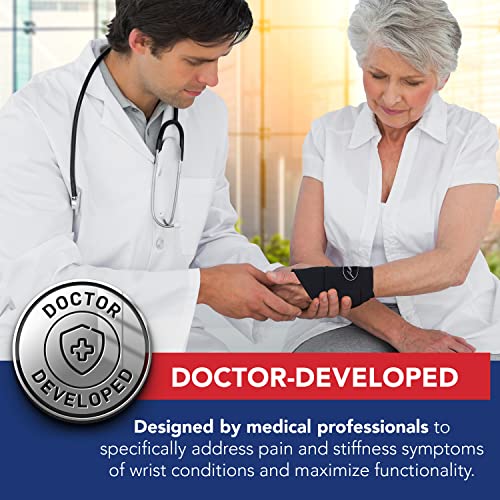 Doctor Developed Copper Wrist Brace/Carpal Tunnel/Wrist Support/Wrist Splint/Hand Brace -F.D.A. Medical Device & Doctor Handbook-Night Support for Women Men-Right & Left hands (Single)