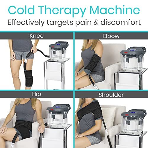 Vive Cold Therapy Machine - Large Ice Cryo Cuff - Flexible Cryotherapy Freeze Kit System Fits Knee, Shoulder, Ankle, Cervical, Back, Leg, Hip and ACL - Wearable Adjustable Wrap Pad - Cooler Pump