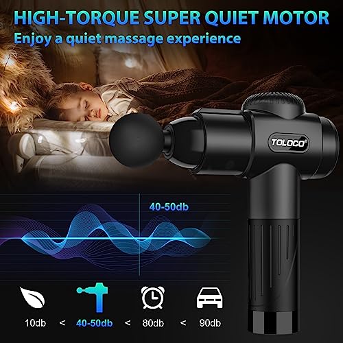 TOLOCO Massage Gun, Upgrade Percussion Muscle Massage Gun for Athletes, Handheld Deep Tissue Massager, Black
