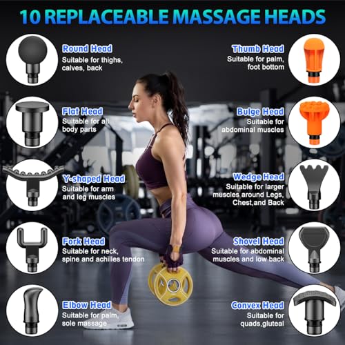 TOLOCO Massage Gun, Upgrade Percussion Muscle Massage Gun for Athletes, Handheld Deep Tissue Massager, Black