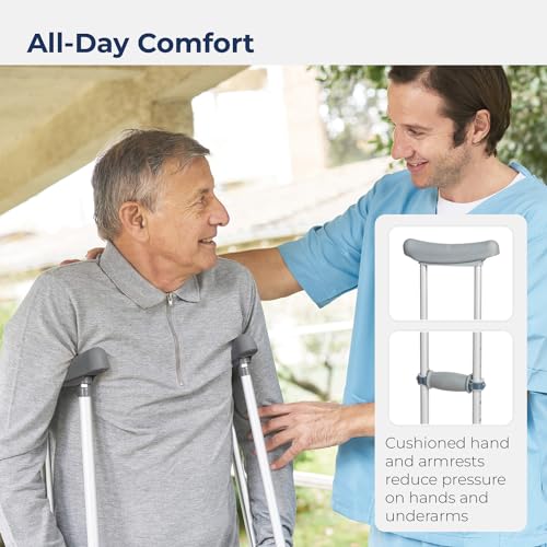 Drive Medical RTL10433 Adjustable Crutches for Walking, Silver