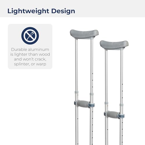 Drive Medical RTL10433 Adjustable Crutches for Walking, Silver