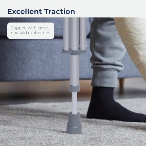 Drive Medical RTL10433 Adjustable Crutches for Walking, Silver