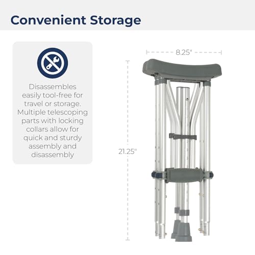 Drive Medical RTL10433 Adjustable Crutches for Walking, Silver