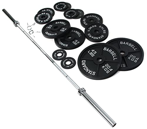 BalanceFrom Cast Iron Olympic Weight Including 7FT Olympic Barbell, 300-Pound Set, Multiple Packages