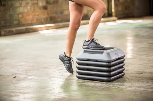 The Step (Made in USA) High Step Aerobic Platform with Grey Aerobic Platform and 4 Black Risers