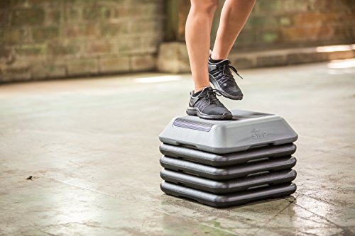 The Step (Made in USA) High Step Aerobic Platform with Grey Aerobic Platform and 4 Black Risers