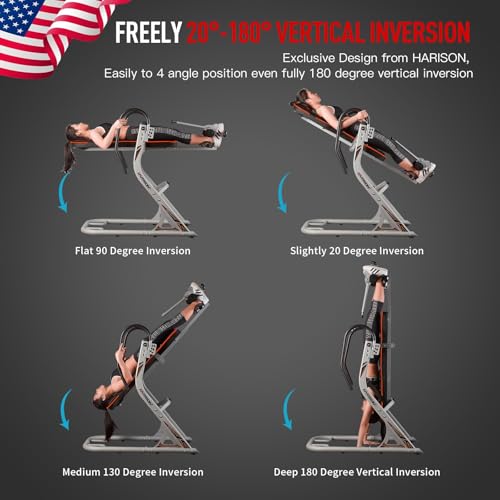 HARISON Inversion Table for Back Pain Relief 350 LBS Capacity with 3D Memory Foam, Back Inversion Chair with 180 Degree Full Inversion (2022 Updated)