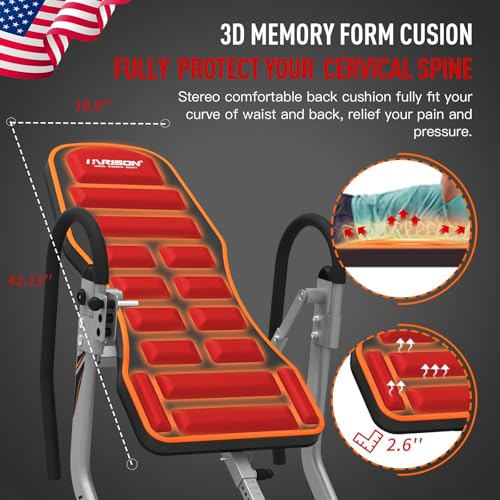 HARISON Inversion Table for Back Pain Relief 350 LBS Capacity with 3D Memory Foam, Back Inversion Chair with 180 Degree Full Inversion (2022 Updated)