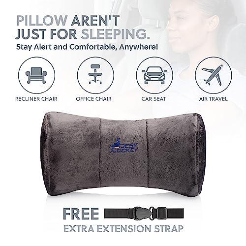 Neck Pillow Headrest Support Cushion - Clinical Grade Memory Foam for Chairs, Recliners, Driving Bucket Seats (Storm Gray)