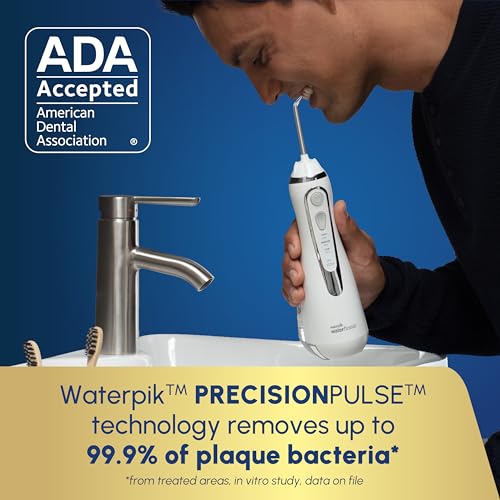 Waterpik Cordless Advanced Water Flosser For Teeth, Gums, Braces, Dental Care With Travel Bag and 4 Tips, ADA Accepted, Rechargeable, Portable, and Waterproof, White WP-560