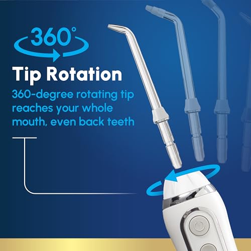 Waterpik Cordless Advanced Water Flosser For Teeth, Gums, Braces, Dental Care With Travel Bag and 4 Tips, ADA Accepted, Rechargeable, Portable, and Waterproof, White WP-560