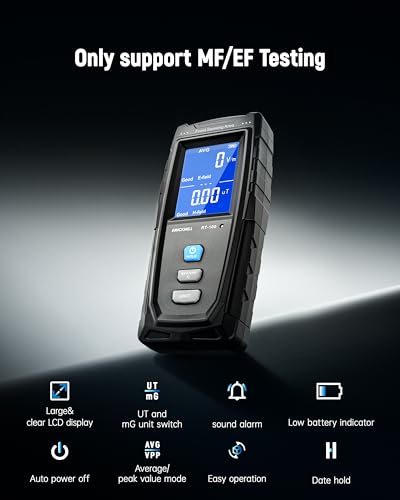 ERICKHILL EMF Meter, Rechargeable Digital Electromagnetic Field Radiation Detector Hand-held Digital LCD EMF Detector, Great Tester for Home EMF Inspections, Office, Outdoor and Ghost Hunting
