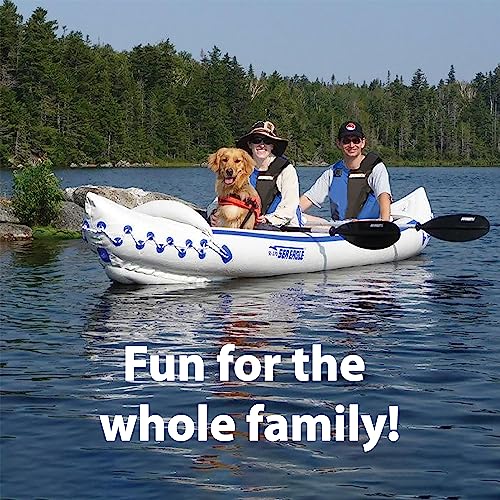 Sea Eagle 370 Deluxe 3 Person Inflatable Portable Sport Kayak Canoe w/ Paddles