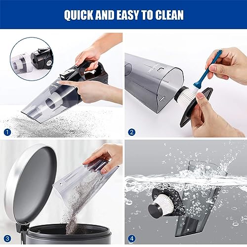 VARSK 4-in-1 Car Vacuum Cleaner, Tire Inflator Portable Air Compressor with Digital Tire Pressure Gauge LCD Display and LED Light, 12V DC Air Compressor Pump, 15FT Cord, Bonus HEPA Filter and Nozzles