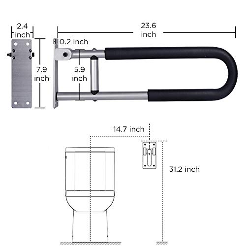 Botabay Handicap Grab Bars Rails 23.6 Inch Toilet Handrails Bathroom Safety Bar Hand Support Rail Handicapped Handrail Accessories for Seniors Elderly Disabled Mounted Bath Grips