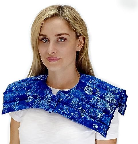 Nature Creation Microwave Heating pad for Neck and Shoulders - Natural Hot Packs for Pain Relief Microwavable - Soothing Aromatic Heat Pack for Stress & Tension Relief - 1 Pack Blue Flowers