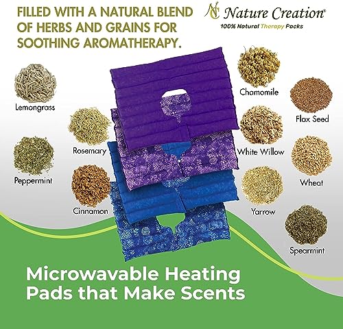 Nature Creation Microwave Heating pad for Neck and Shoulders - Natural Hot Packs for Pain Relief Microwavable - Soothing Aromatic Heat Pack for Stress & Tension Relief - 1 Pack Blue Flowers