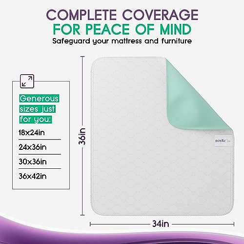 Incontinence Bed Pads - Reusable Waterproof Underpad Chair, Sofa and Mattress Protectors - Highly Absorbent, Machine Washable - for Children, Pets and Seniors (34x36 (Pack of 4), Multi-Color)