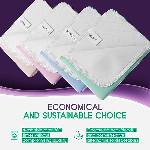 Incontinence Bed Pads - Reusable Waterproof Underpad Chair, Sofa and Mattress Protectors - Highly Absorbent, Machine Washable - for Children, Pets and Seniors (34x36 (Pack of 4), Multi-Color)