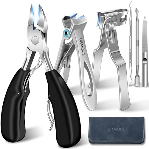 Toenail Clippers for Seniors Thick Toenails, Nail Clipper Set with Ingrown Toenail Tool & 16mm Wide Opening Nail Clippers for Men & 360 Degree Rotary Fingernail Clipper & Leather Case and Nail File
