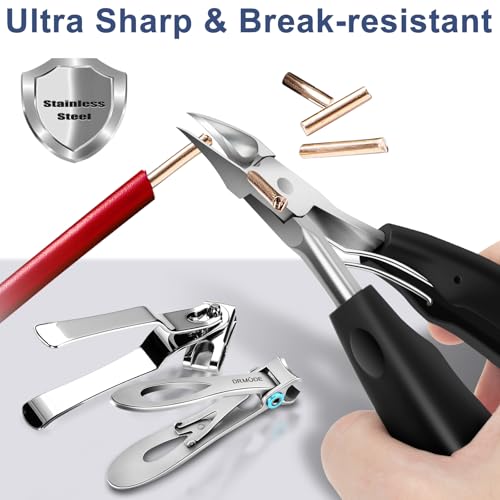 Toenail Clippers for Seniors Thick Toenails, Nail Clipper Set with Ingrown Toenail Tool & 16mm Wide Opening Nail Clippers for Men & 360 Degree Rotary Fingernail Clipper & Leather Case and Nail File