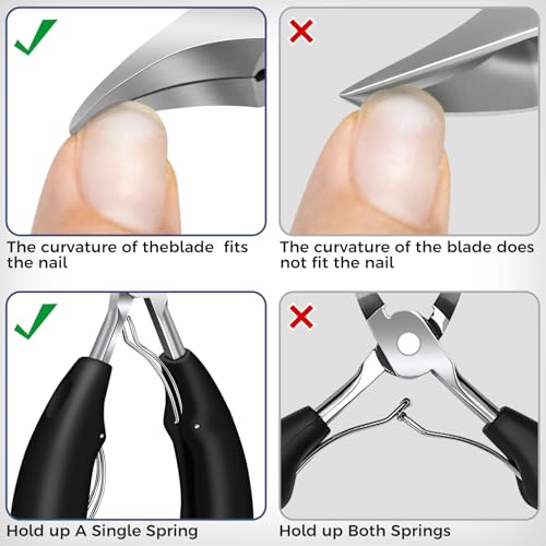 Toenail Clippers for Seniors Thick Toenails, Nail Clipper Set with Ingrown Toenail Tool & 16mm Wide Opening Nail Clippers for Men & 360 Degree Rotary Fingernail Clipper & Leather Case and Nail File