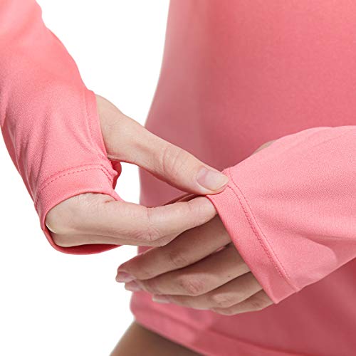 TSLA Women's UPF 50+ Long Sleeve Rash Guard Swim Shirts, UV Protection Sun Shirts, Regular-Fit Quick Dry Water Shirts, Pullover Hoodie Coral Pink, X-Small