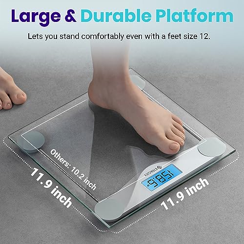 Etekcity Digital Body Weight Bathroom Scale, Large Blue LCD Backlight Display, High Precision Measurements,6mm Tempered Glass, 400 Pounds