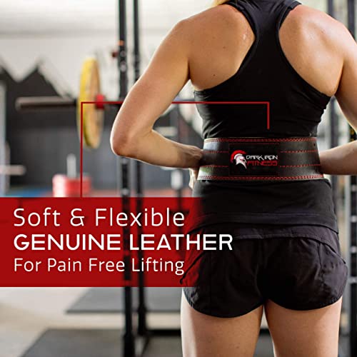 Dark Iron Fitness Weight Lifting Belt for Men & Women - 100% Leather Belts, Adjustable Back Support & Stability for Gym, Weightlifting, Strength Training, Squat orÂ Deadlift up to 600 lbs