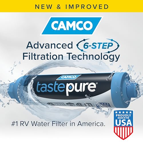 Camco TastePURE RV Inline Water Filter | Reduces Bad Taste, Odors, Chlorine, and Sediment in Drinking Water | 2-Pack (40045)