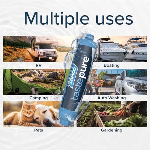 Camco TastePURE RV Inline Water Filter | Reduces Bad Taste, Odors, Chlorine, and Sediment in Drinking Water | 2-Pack (40045)