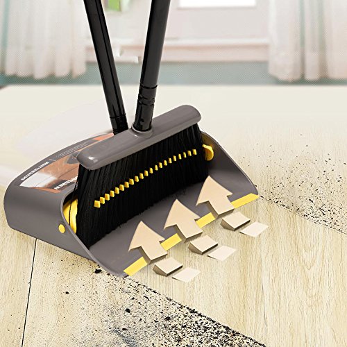 Broom and Dustpan/Broom with Dustpan Combo Set,Standing Dustpan Dust Pan with Long Handle 40"/52" for Home Kitchen Room Office Lobby Indoor Floor Cleaning Broom and Dustpan Set for Home