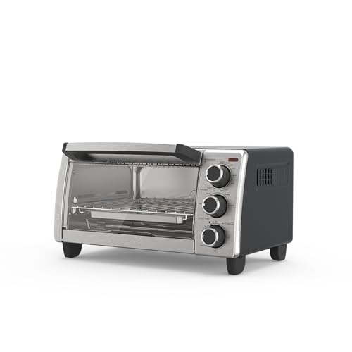 BLACK+DECKER 4-Slice Convection Oven, Stainless Steel, Curved Interior fits a 9 inch Pizza, TO1313SBD