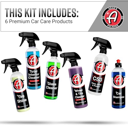 Adam's Arsenal Builder Car Cleaning Kit (6 Item) - Our Best Value Car Detailing Kit | Car Shampoo Wash Soap, Wheel & Tire Cleaner, Total Interior Cleaner, Glass Cleaner. Tire Shine CS3