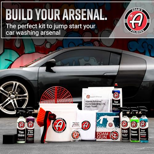 Adam's Arsenal Builder Car Cleaning Kit (6 Item) - Our Best Value Car Detailing Kit | Car Shampoo Wash Soap, Wheel & Tire Cleaner, Total Interior Cleaner, Glass Cleaner. Tire Shine CS3