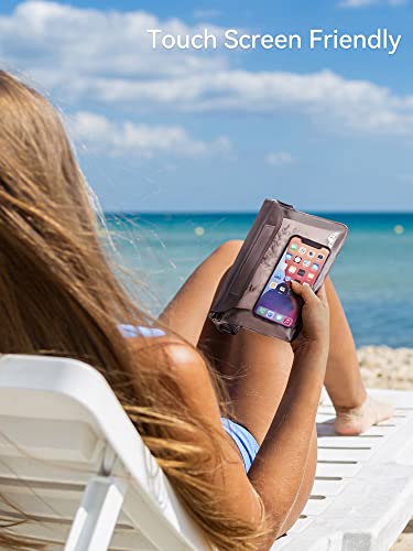 HEETA 2-Pack Waterproof Pouch, Screen Touch Sensitive Waterproof Bag with Adjustable Waist Strap - Keep Your Phone and Valuables Dry - Perfect for Swimming Diving Boating Fishing Beach, Black & Grey