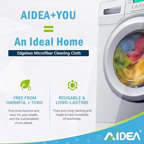 AIDEA Microfiber Cleaning Cloths-50PK, All-Purpose Softer Highly Absorbent, Lint Free - Streak Free Wash Cloth for House, Kitchen, Car, Window, Gifts(12in.x 12in.)