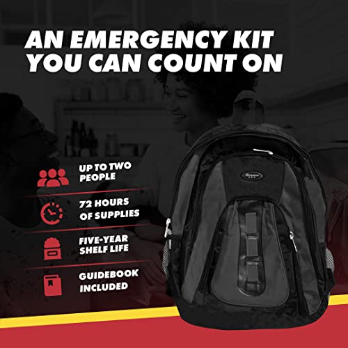 Emergency Zone The Essentials Complete Deluxe Survival 72-Hour Kit, Prepare Your Family for Hurricanes, Earthquakes, FLOODS, Emergency Disaster Go Bag- Available in 2 & 4 Person, Red or Black Bag