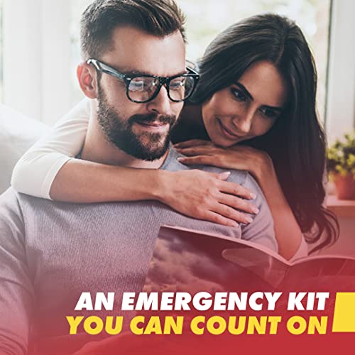 Emergency Zone The Essentials Complete Deluxe Survival 72-Hour Kit, Prepare Your Family for Hurricanes, Earthquakes, FLOODS, Emergency Disaster Go Bag- Available in 2 & 4 Person, Red or Black Bag