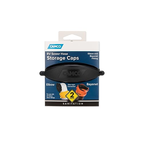 Camco Rhino Flex Cap Bayonet And Elbow Cap - Seals Both Ends of Your Sewer Hose to Form a Odor Tight Connection While Storing (2 Pack) (39753)