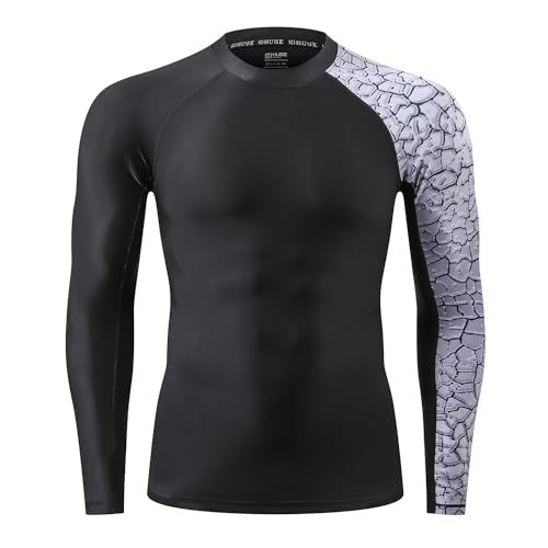 HUGE SPORTS Men's Splice UV Sun Protection UPF 50+ Skins Rash Guard Long Sleeves (Chapped, S)
