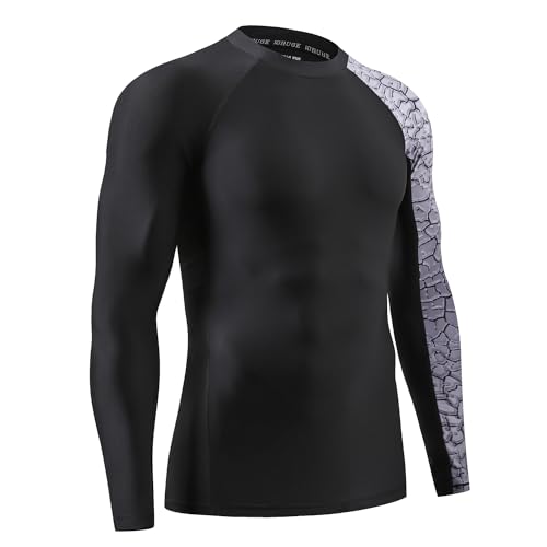 HUGE SPORTS Men's Splice UV Sun Protection UPF 50+ Skins Rash Guard Long Sleeves (Chapped, S)