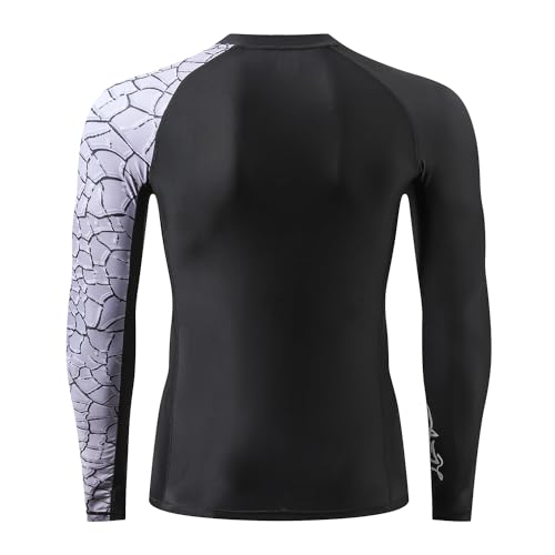 HUGE SPORTS Men's Splice UV Sun Protection UPF 50+ Skins Rash Guard Long Sleeves (Chapped, S)