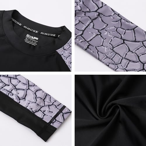 HUGE SPORTS Men's Splice UV Sun Protection UPF 50+ Skins Rash Guard Long Sleeves (Chapped, S)